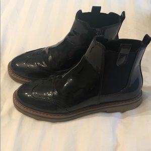 Zara girls sz 34 navy blue patent booties